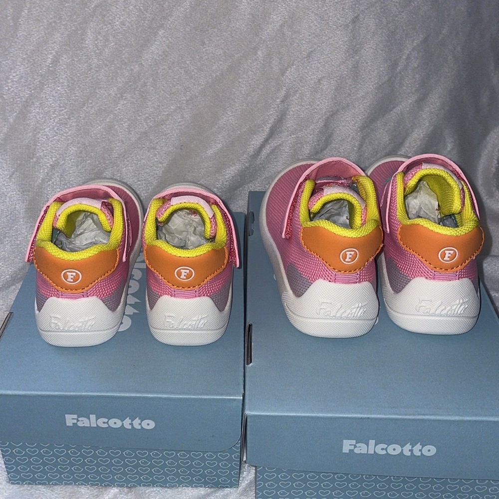 NWT FALCOTTO FREE VL. - First steps shoes in faux leather and fabric White-Pink - Picture 9 of 13